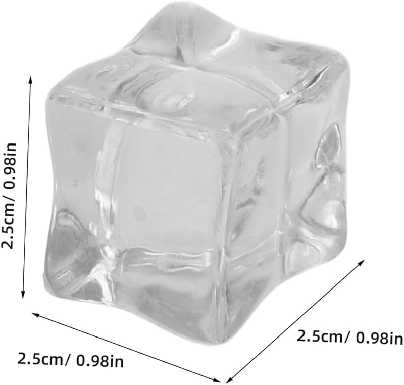 STOBAZA 20Pcs Clear Plastic Fake Ice Cubes Realistic Square Simulation Ice Props - Image 2